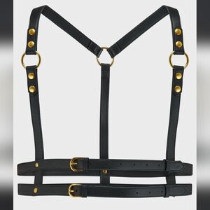 Killstar Black Harness Belt with Gold Details